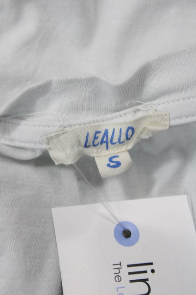 Leallo Women V-Neck Basic White Cotton Short Sleeve T-Shirt Size S