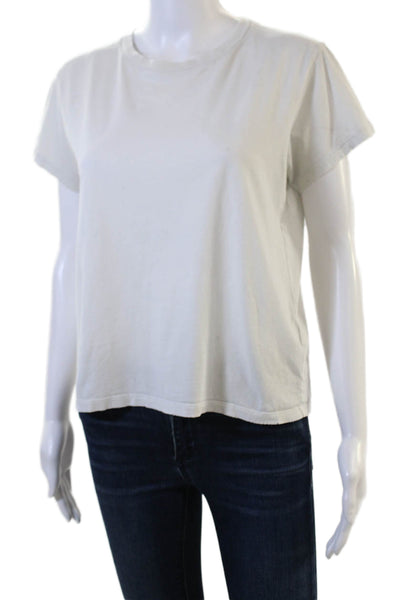 Leallo Women Basic White 100% Cotton Crew Neck Short Sleeve T-Shirt Size S