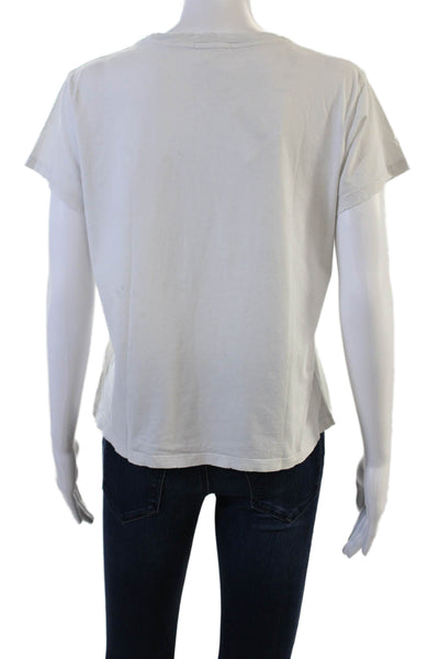 Leallo Women Basic White 100% Cotton Crew Neck Short Sleeve T-Shirt Size S