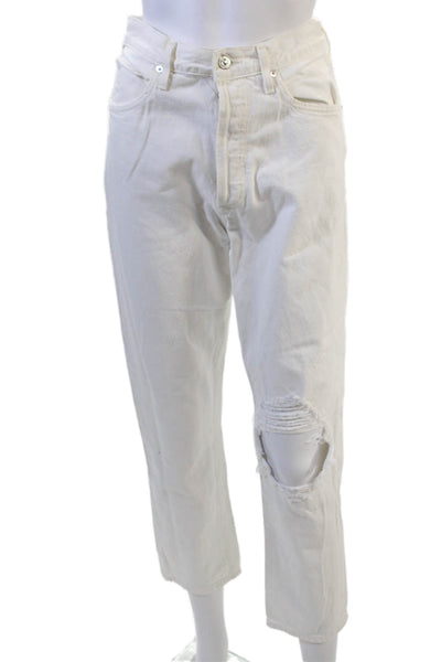 Citizens of Humanity Women Boyfriend Cropped Jeans White High Rise Size 27
