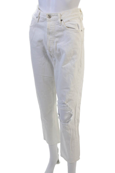 Citizens of Humanity Women Boyfriend Cropped Jeans White High Rise Size 27