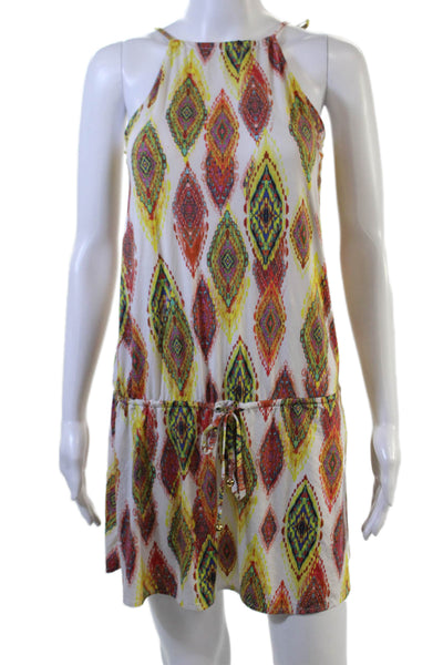Pily Q Womens Shift Coverup Multi-Color Geometric High Neck Size XS