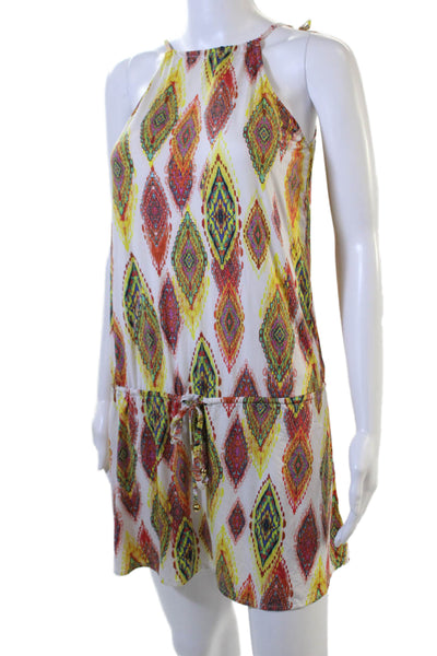 Pily Q Womens Shift Coverup Multi-Color Geometric High Neck Size XS