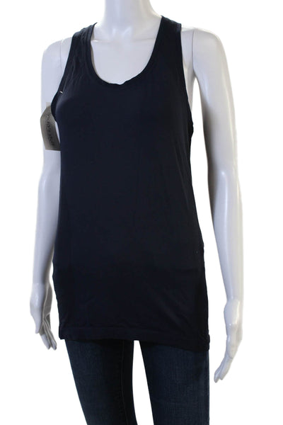 Sweaty Betty Women Basic Dark Blue Nylon Tank Round Neck Size S