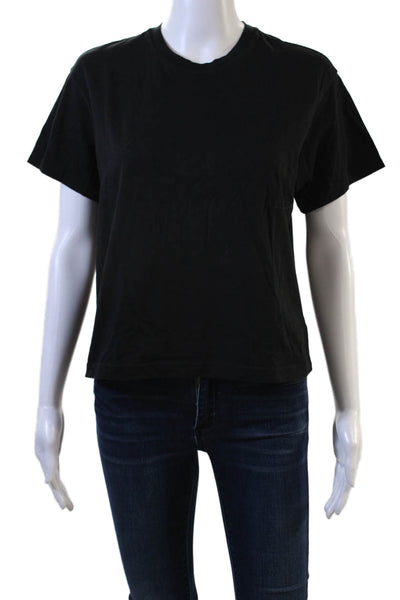 ATM Women Basic Black Cotton Crew Neck Short Sleeve T-Shirt Size S