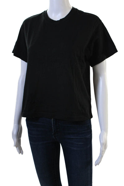 ATM Women Basic Black Cotton Crew Neck Short Sleeve T-Shirt Size S