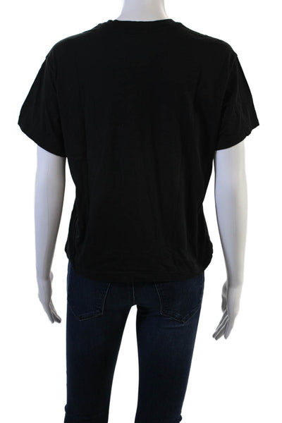 ATM Women Basic Black Cotton Crew Neck Short Sleeve T-Shirt Size S