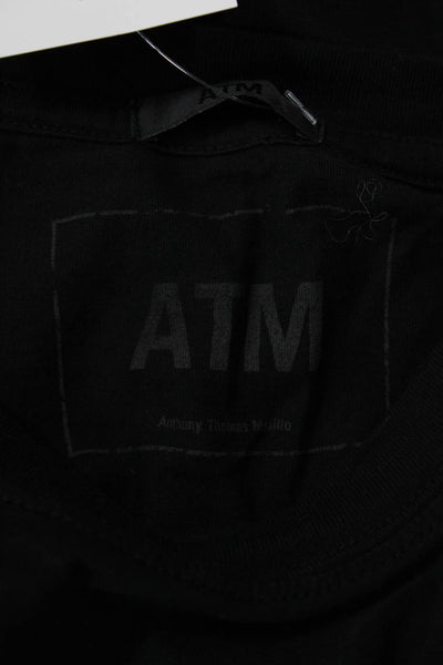 ATM Women Basic Black Cotton Crew Neck Short Sleeve T-Shirt Size S
