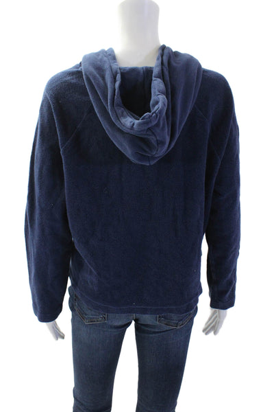 Goldie Women Pullover Hoodie Dark Blue Cotton Long Sleeve Solid Size S