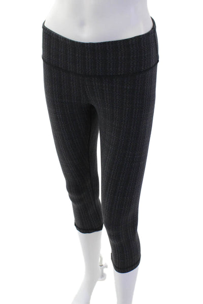 Lululemon Womens Cropped Capri Herringbone Leggings Dark Gray Nylon Size 4