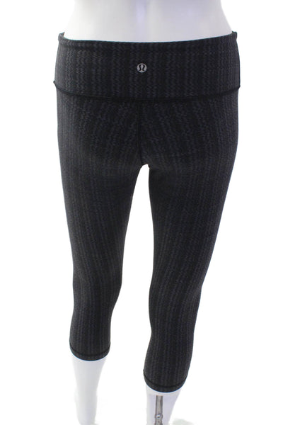 Lululemon Womens Cropped Capri Herringbone Leggings Dark Gray Nylon Size 4