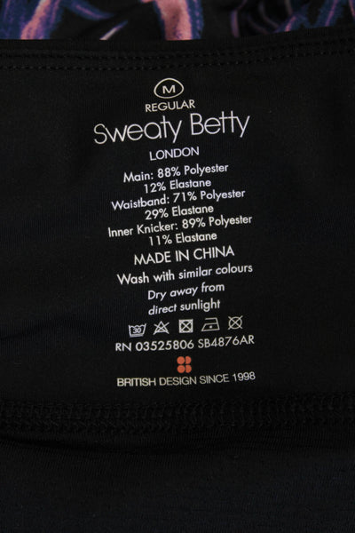 Sweaty Betty Unisex Black Floral Sweat Shorts Zip Size M
