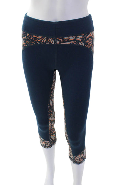 Sweaty Betty Womens Capri Cropped Butterfly Leggings Dark Blue Size S