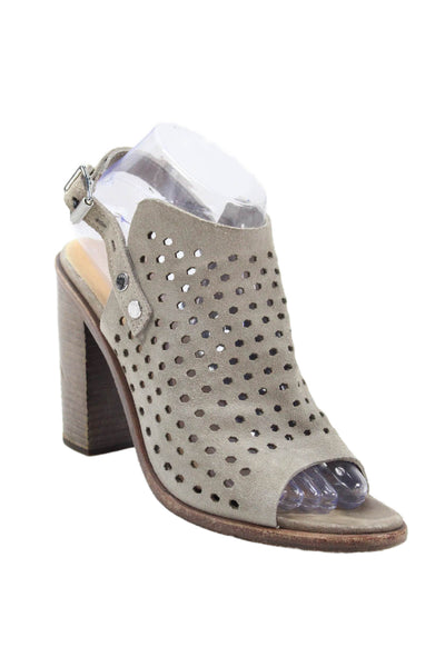 Rag & Bone Womens Suede Open Toe Slingback Heels Gray Size 37.5 7.5