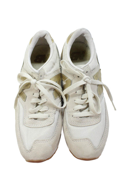 New Balance Womens Lace Up Metallic Logo Low Top Sneakers White Size 6