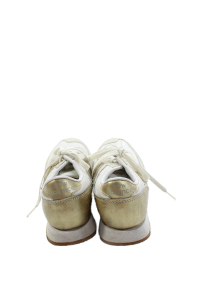 New Balance Womens Lace Up Metallic Logo Low Top Sneakers White Size 6