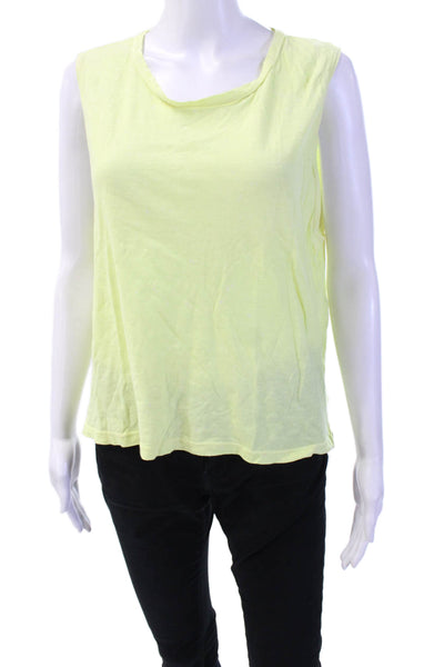 LNA Women Yellow Jersey Tank Cotton Round Neck Size M