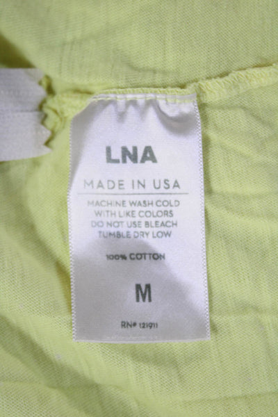 LNA Women Yellow Jersey Tank Cotton Round Neck Size M