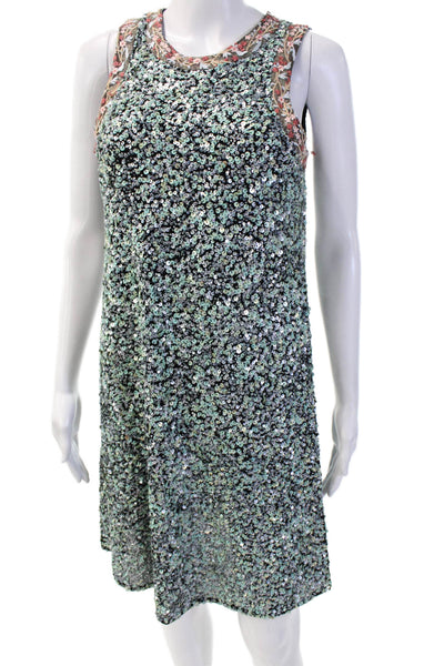 Varun Bahl Women Shift Dress Black Sleeveless Round Neck Mini Bohemian Size 4