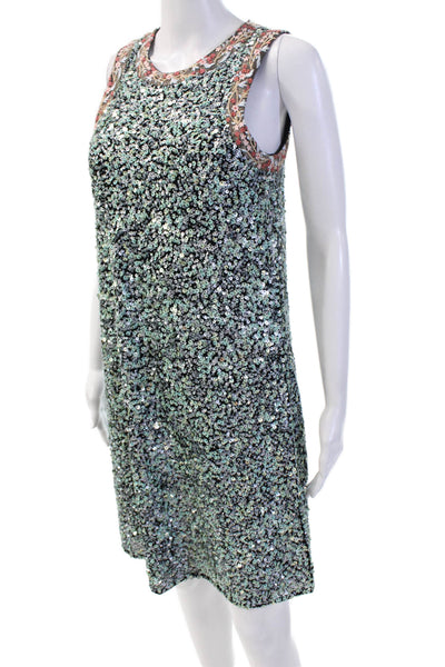 Varun Bahl Women Shift Dress Black Sleeveless Round Neck Mini Bohemian Size 4