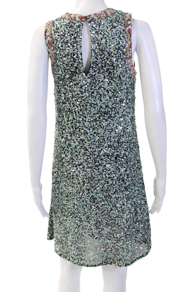 Varun Bahl Women Shift Dress Black Sleeveless Round Neck Mini Bohemian Size 4