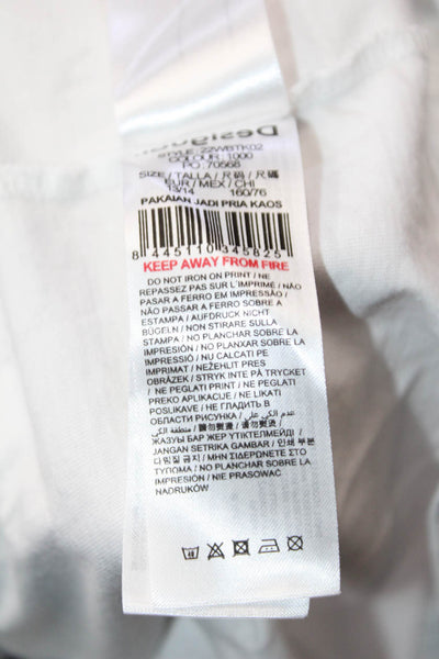 Desigual Girls Long Sleeves Crewneck Graphic T-Shirt White Black Size 13/14
