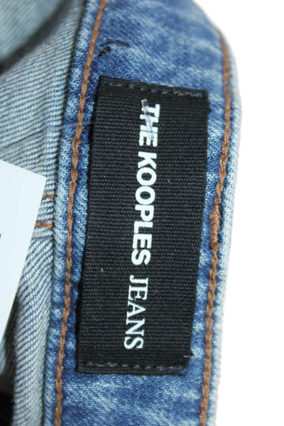The Kooples Women Cropped Straight Jeans Blue Mid-Rise Button 26in Size 24
