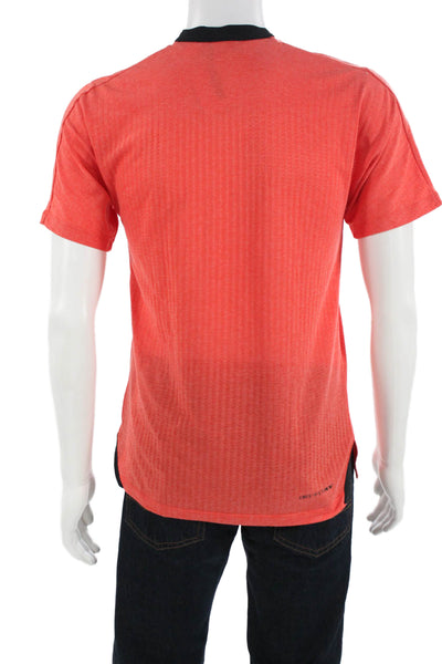 Nike Mens Red Striped T-Shirt Sports Crew Neck Short Sleeve Size S