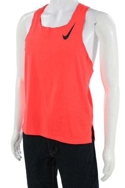 Nike Womens Orange Solid Tank 100% Recycled Polyester Sleeveless Size M