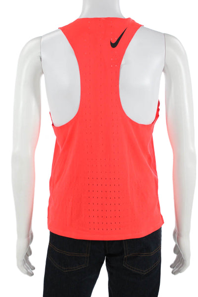Nike Womens Orange Solid Tank 100% Recycled Polyester Sleeveless Size M