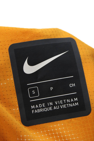 Nike Mens Sleeveless Crew Neck Sports T-Shirt Orange Solid Polyester Size S