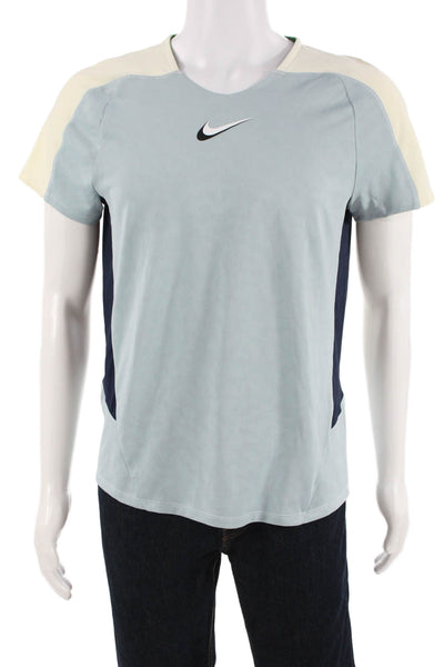 Nike Mens Light Blue Solid T-Shirt Recycled Polyester Spandex Size M