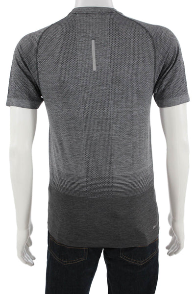 Nike Men Geometric Dark Gray Crew Neck T-Shirt Sports Size S