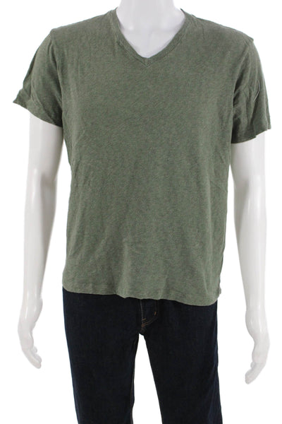 J Crew Mens Green V-Neck Cotton Short Sleeve T-Shirt Size M
