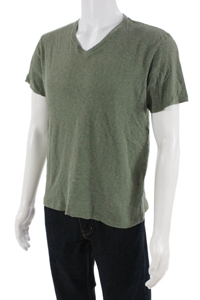 J Crew Mens Green V-Neck Cotton Short Sleeve T-Shirt Size M