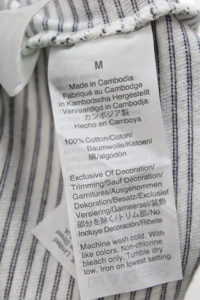 J Crew Mens Cotton Striped Short Sleeve Button-Up Polo Shirt White Size M