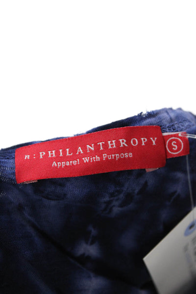 Philanthropy Women Tank Dress Dark Blue Cotton Sleeveless Knee Length Size S