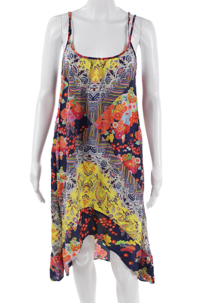 Nanette Lepore Women Floral Slip Dress Cover-Up Dark Blue Cotton Size XS