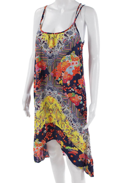 Nanette Lepore Women Floral Slip Dress Cover-Up Dark Blue Cotton Size XS