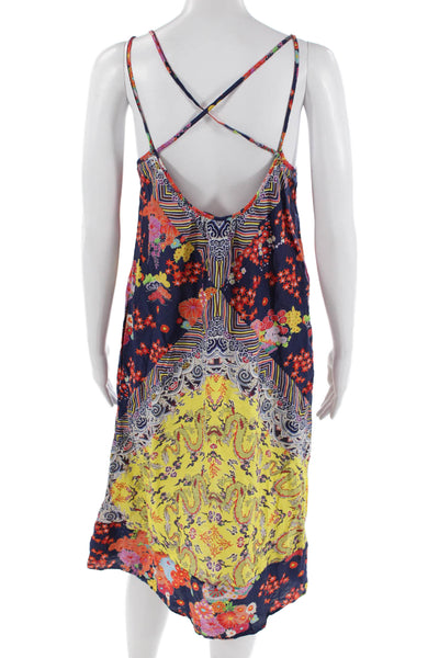 Nanette Lepore Women Floral Slip Dress Cover-Up Dark Blue Cotton Size XS