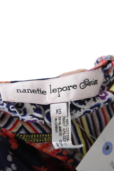 Nanette Lepore Women Floral Slip Dress Cover-Up Dark Blue Cotton Size XS