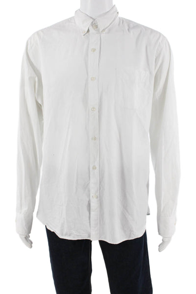 J Crew Mens Button Front Long Sleeve Collared Classic Shirt White Size XL