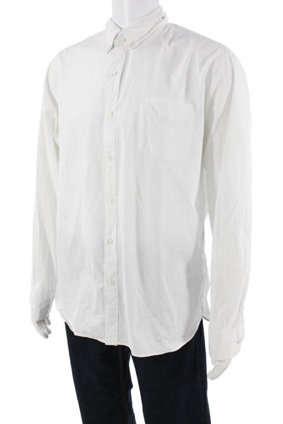 J Crew Mens Button Front Long Sleeve Collared Classic Shirt White Size XL