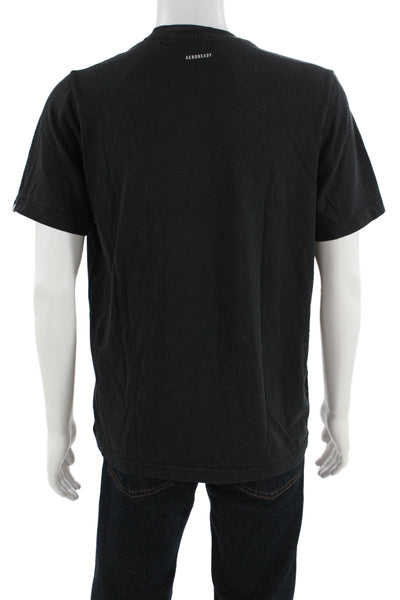 Adidas Mens Black Graphic T-Shirt Crew Neck Short Sleeve Beach Size M