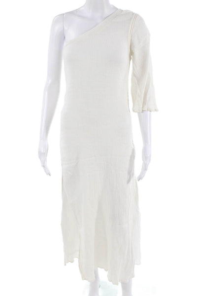 Mare di Latte Women Maxi Boho White Mid-Calf Dress 3/4 Sleeve Size S