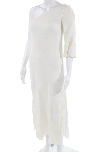 Mare di Latte Women Maxi Boho White Mid-Calf Dress 3/4 Sleeve Size S
