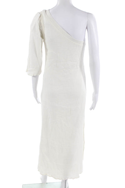 Mare di Latte Women Maxi Boho White Mid-Calf Dress 3/4 Sleeve Size S