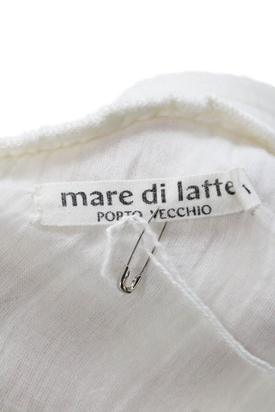 Mare di Latte Women Maxi Boho White Mid-Calf Dress 3/4 Sleeve Size S