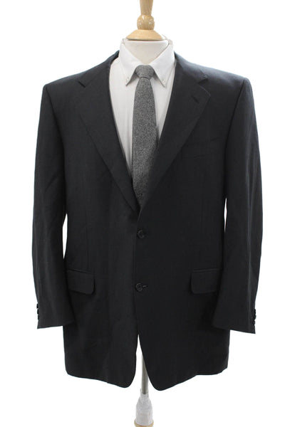 Canali Mens Classic Dark Gray Suit Jacket Collared Button Long Sleeve Size 56