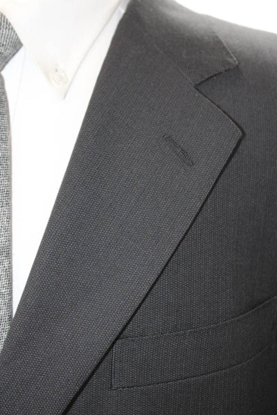 Canali Mens Classic Dark Gray Suit Jacket Collared Button Long Sleeve Size 56